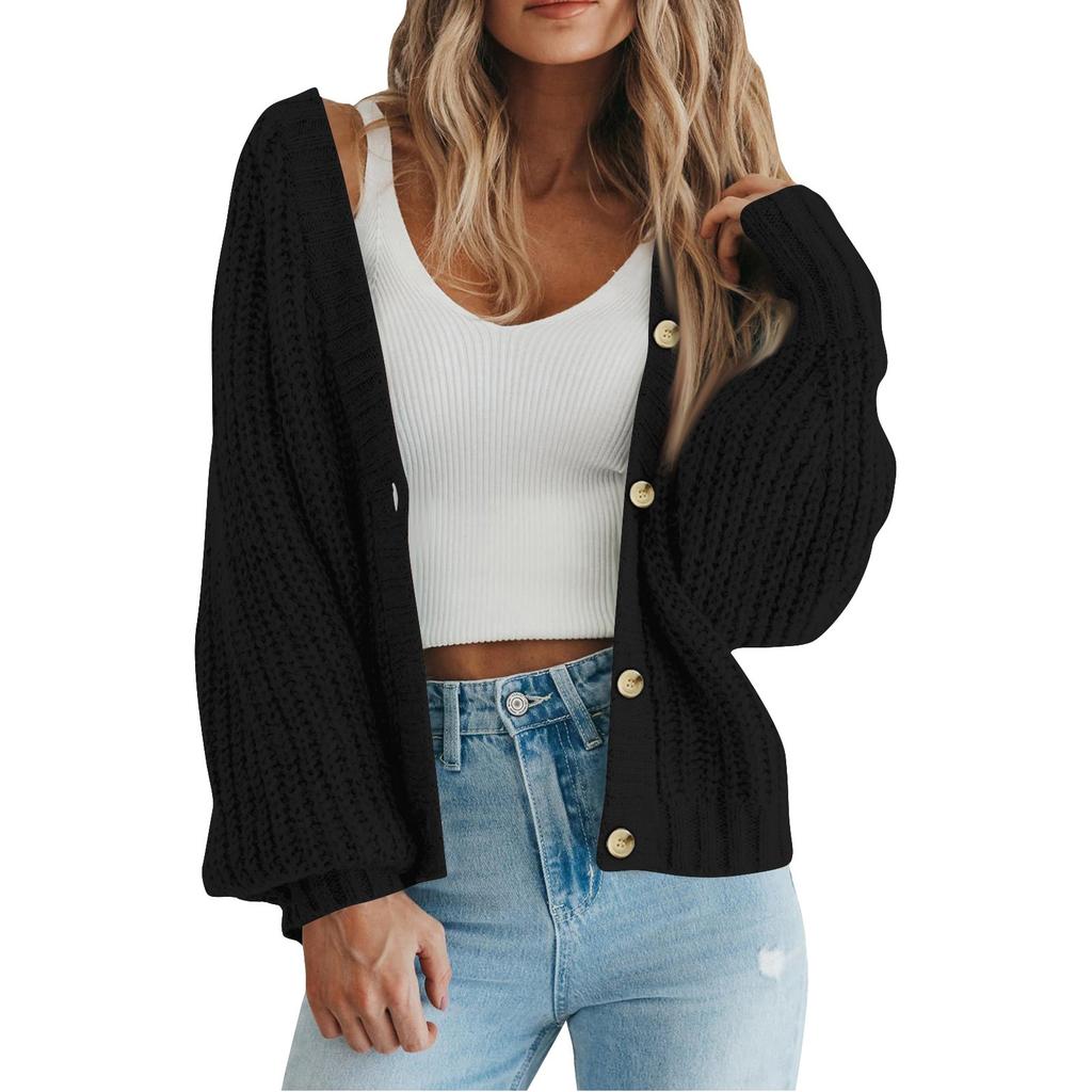 Women's Chunky Knit Cardigan Sweaters Trendy Casual Long Sleeve Open Front Button Down Knitted Outerwear Coats