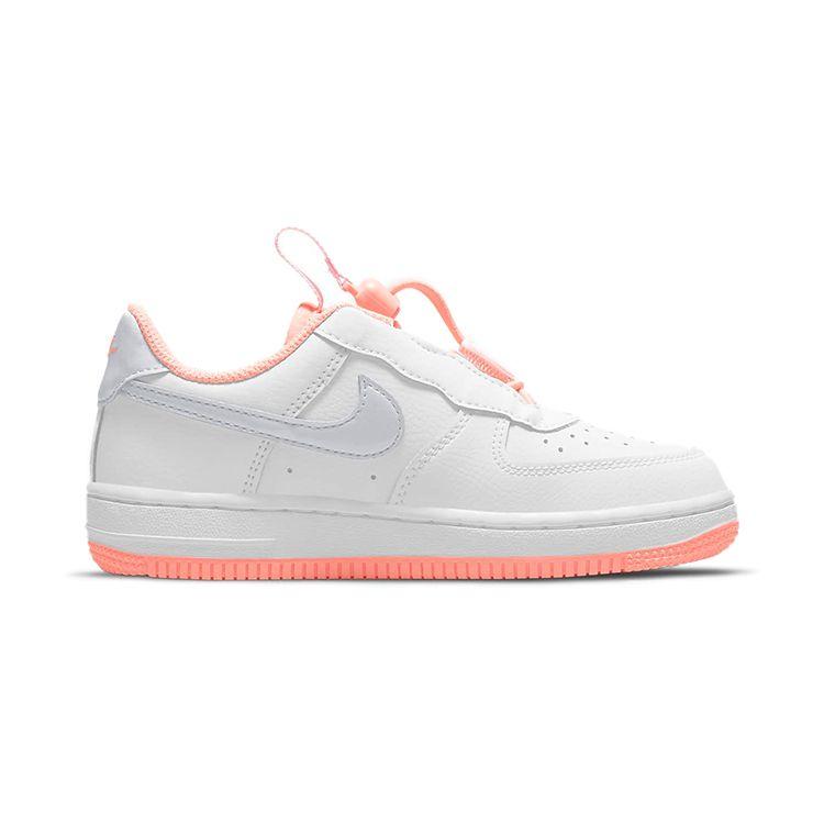 Nike Force 1 Toggle PS White Crimson Bliss Kids Sneakers Light-Violet Metallic-Platinum CU5287-103