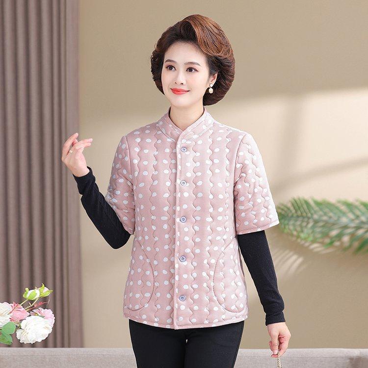 Women's Camel Down Cotton Vest for 50-60-Year-Olds: Thick, Mid-Sleeve Winter Jacket