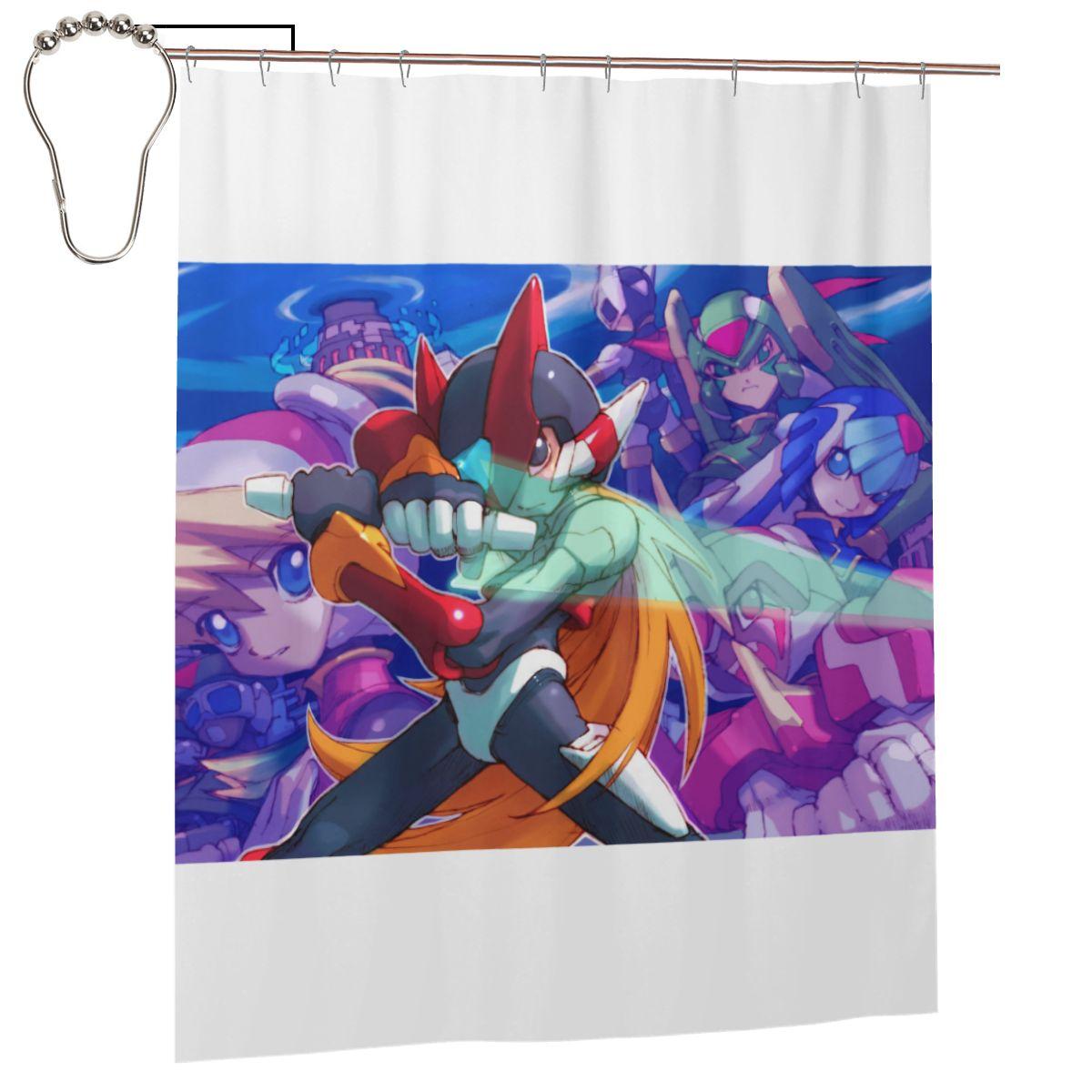 Megaman Video Game Mega Man Shower Curtain Bathroom Polyester Waterproof Bath Curtains With Hooks W60H190(CM)-1 Pcs