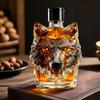 Karafka na whisky ve tvaru hlavy vlka Skleněná láhev Dekorativní karafka na likéry Jedinečná výzdoba baru pro milovníky whisky