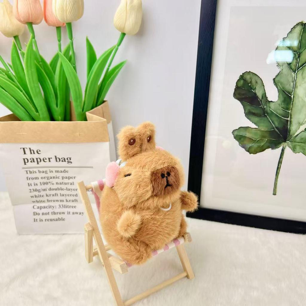 Hot Selling Turtle & Strawberry Hat Capybara Plush Doll Keychain Backpack Decoration