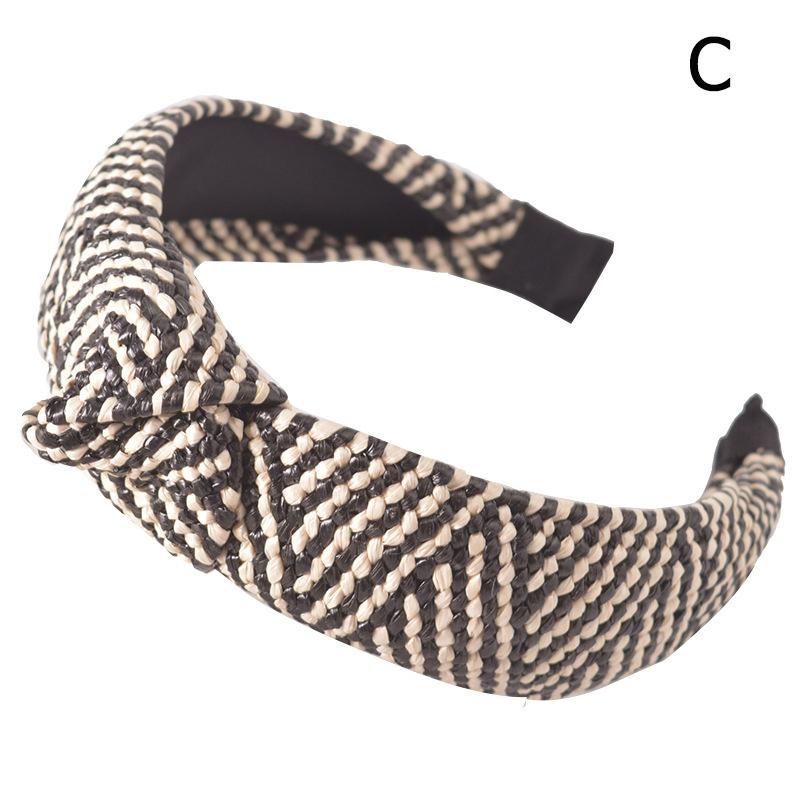 Knotted Headbands for Women Summer Trendy Straw Headband with Knot, Boho Women Fashion Head Band for Beach Vacation Hair Accessories for Women