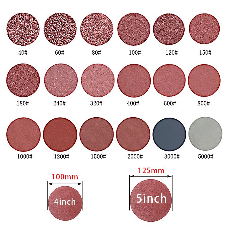 20pcs 4/5inch Nonporous Sandpaper 100/125mm Woodworking Metal Grinding Disc Abrasive Polishing Tool Dremel Accessories WholeGrit