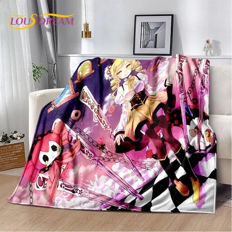 3D süße Puella Magi Madoka Magica Cartoon-Decke, weiche Überwurfdecke für Zuhause, Schlafzimmer, Bett, Sofa, Picknick, Reise, Decke für Kinder