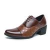 Large Size 46 Pointed Low-top Retro Leather Shoes Men's High Heels Increase by 6 Cm Business Dress Wedding Shoes Men
