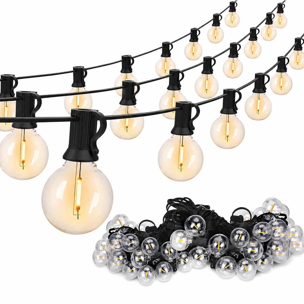 7.6M/15M/30M LED String Lights E12 G40 Bulbs 50 LEDs Waterproof Outdoor Garden Garland for Wedding Decoration