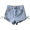 Europees-Amerikaans Pittig Meisje Zomer Uitgesneden Knoop-Up Denim Shorts - Slim Fit, Heup-Omhelzende Hotpants voor Vrouwen
