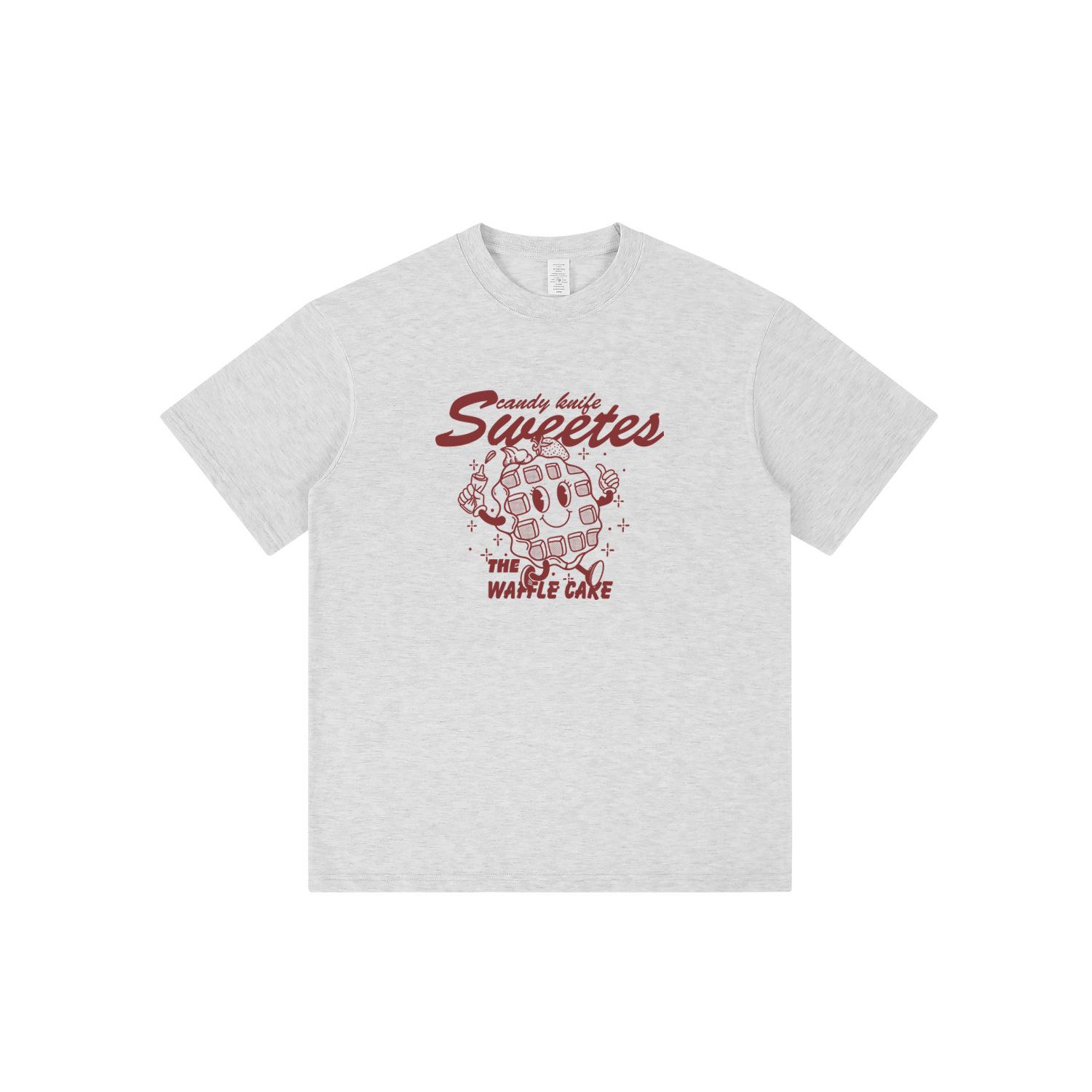 

Cute Cartoon Illustration Unisex Loose-Fit All-Cotton Crew Neck Casual T-Shirt Medium светло-серый