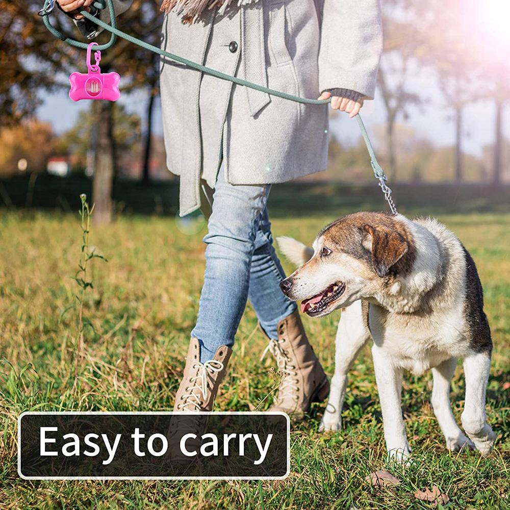 Pet Poop Bags Disposable Dog Waste Bags Bulk Poop Bags with Leash Clip and Bone Bag Dispenser 5 Rolls of 75 Pcs Bags