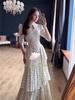 2025 Spring French Retro Polka Dot Short Sleeve Elegant Long Dress