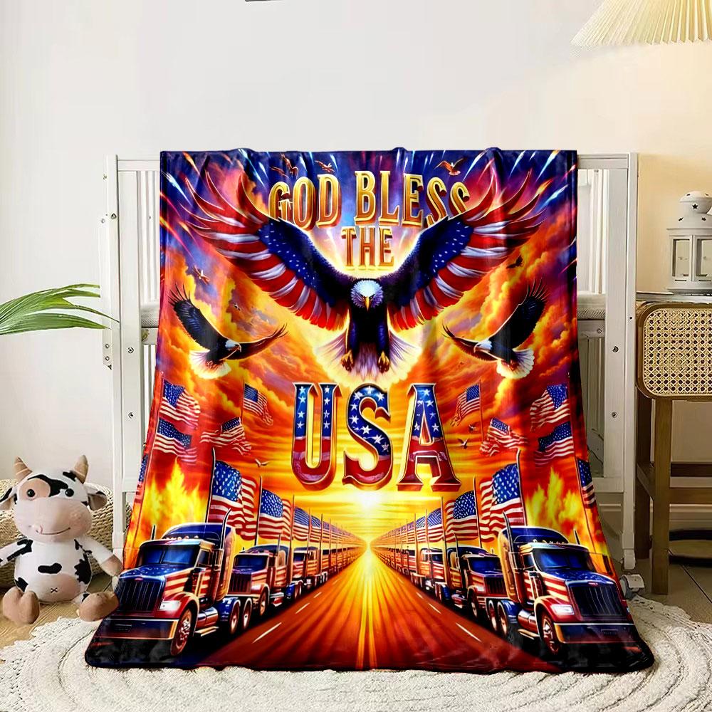 Patriotic Eagle USA Blanket bedroom Blanket for Livingroom Couch lunch break Soft throw for Friend's festival Gift
