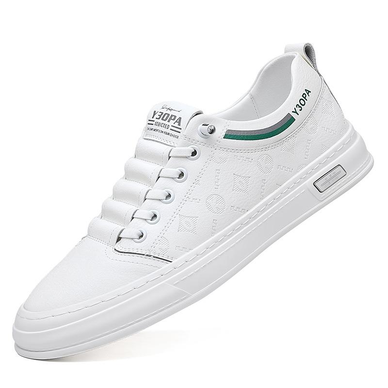 New spring and autumn men's shoes, leather shoes, leather casual board shoes, white shoes, breathable and versatile men's single shoes