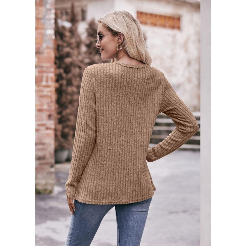 YYFS Damenmode, lässig, Frühling, Herbst, einfarbig, bedruckt, langärmelig, O-Ausschnitt, Blusen und Hemden