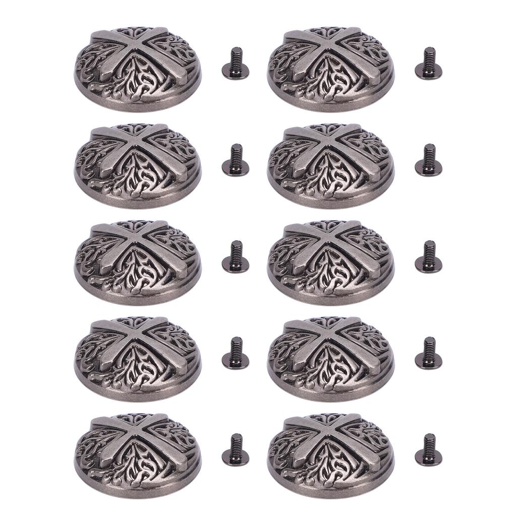 10 Sets Rivet and Screw 30mm Round Rivet Buttons 7mm Crossed Screws for Leather Collar Belts Handbag