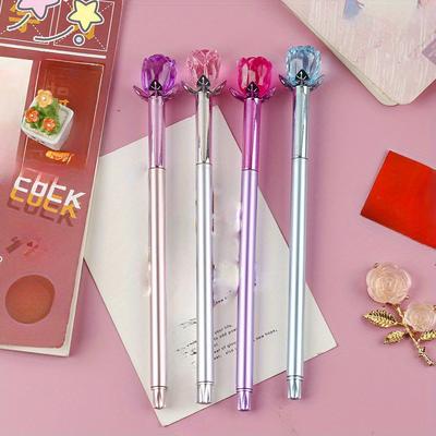 Zurück in die Schule Saison 5 Stück 0,5 mm Kreativer Neutralstift in Nachahmung von Kristall-Rosenform, Einfacher haltbarer Neutralstift, Einfach zu bedienen.