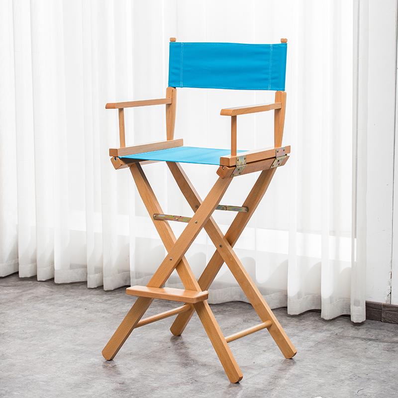 Skládací režisérské křeslo z masivního dřeva s plátěnou opěrkou - Barová stolička, Venkovní, Na líčení nebo Rybářské křeslo
