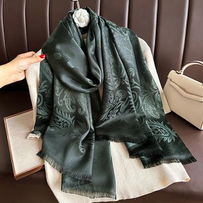 Summer Women'S Hijabs Floral Shinny Gold Wire Shawls Party Scarves Sun Protection Viscose Wraps Beach Headscarf