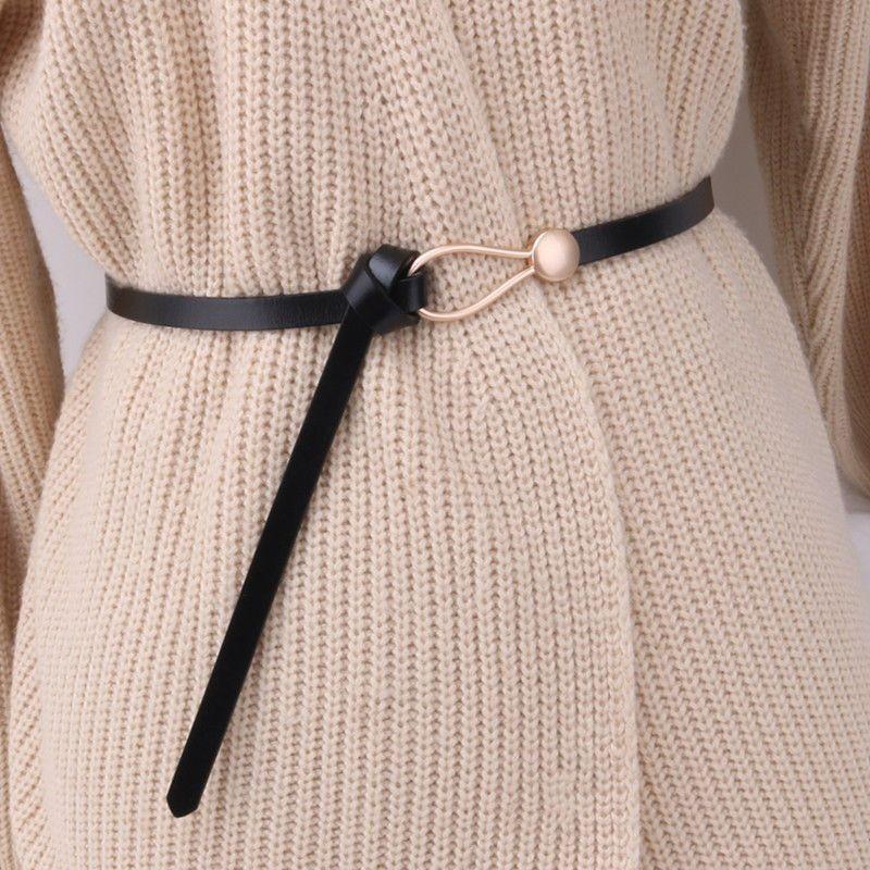 Elegant And Fashionable Water Drop Ring Buckle Waist Belt For Women In Trendy Black Brown