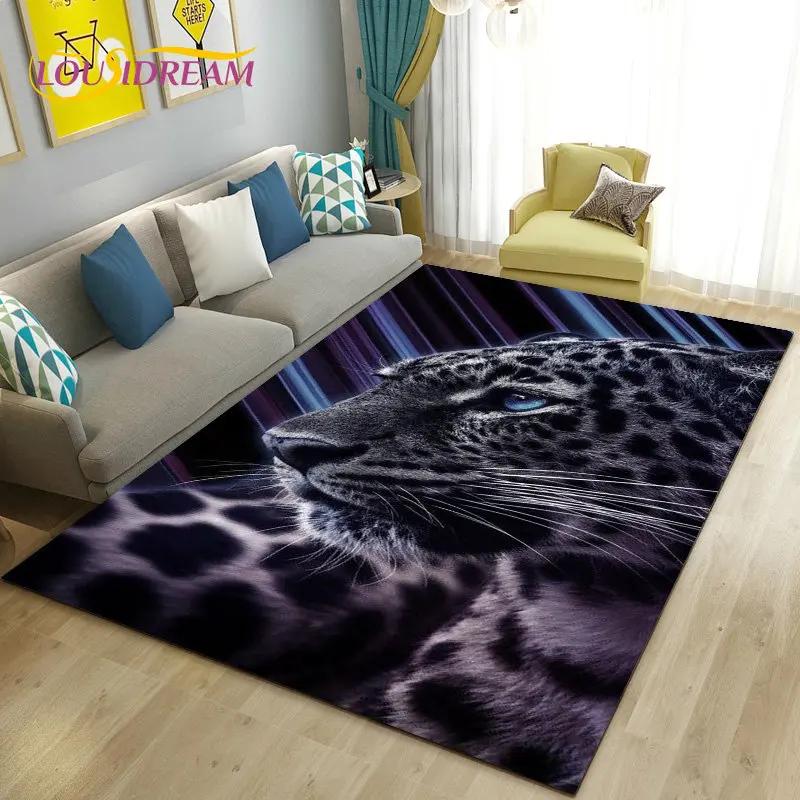 3D Cartoon Dier Luipaard Jachtluipaard Gebiedskleed Tapijt voor Woonkamer Slaapkamer Speelkamer Sofa decoratie huis Antislipkleed Vloermat Zacht