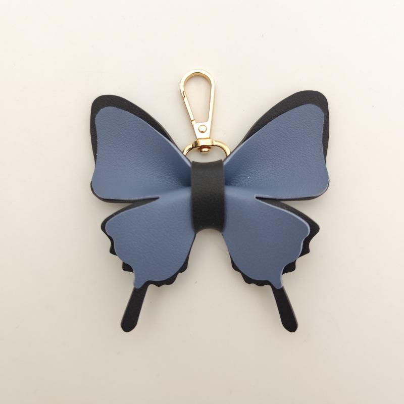 Elegant Leather Butterfly Macaron Keychain Pendant - High-End Gift чёрный/синий