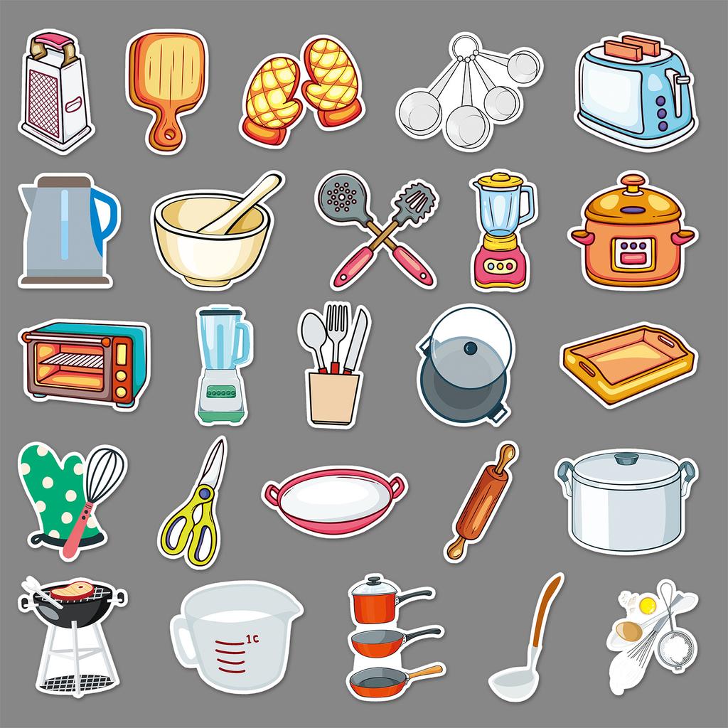 50 Kitchen Supplies Doodle Personalized Cartoon Guka Children's DIY Mobile Box Stickers Waterproof