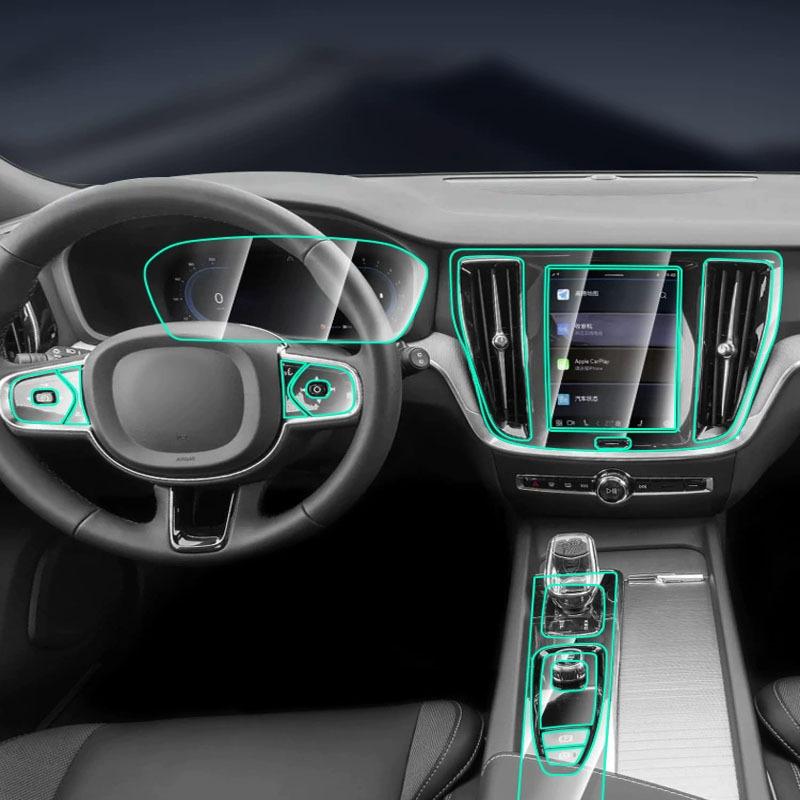For -2024 Volvo V60 V90 Gear Panel Navigation Central Control Car Film Interior Accessories TPU Transparent Protector Film