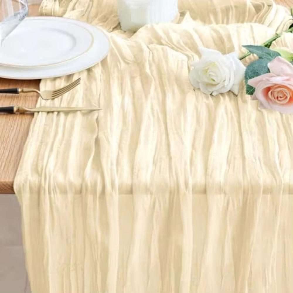 90x300cm Braune Käsetuch Tischläufer Boho Durchsichtige Tischdecke für Hochzeit Dusche Geburtstag Brautparty Heim Esstisch Dekoration