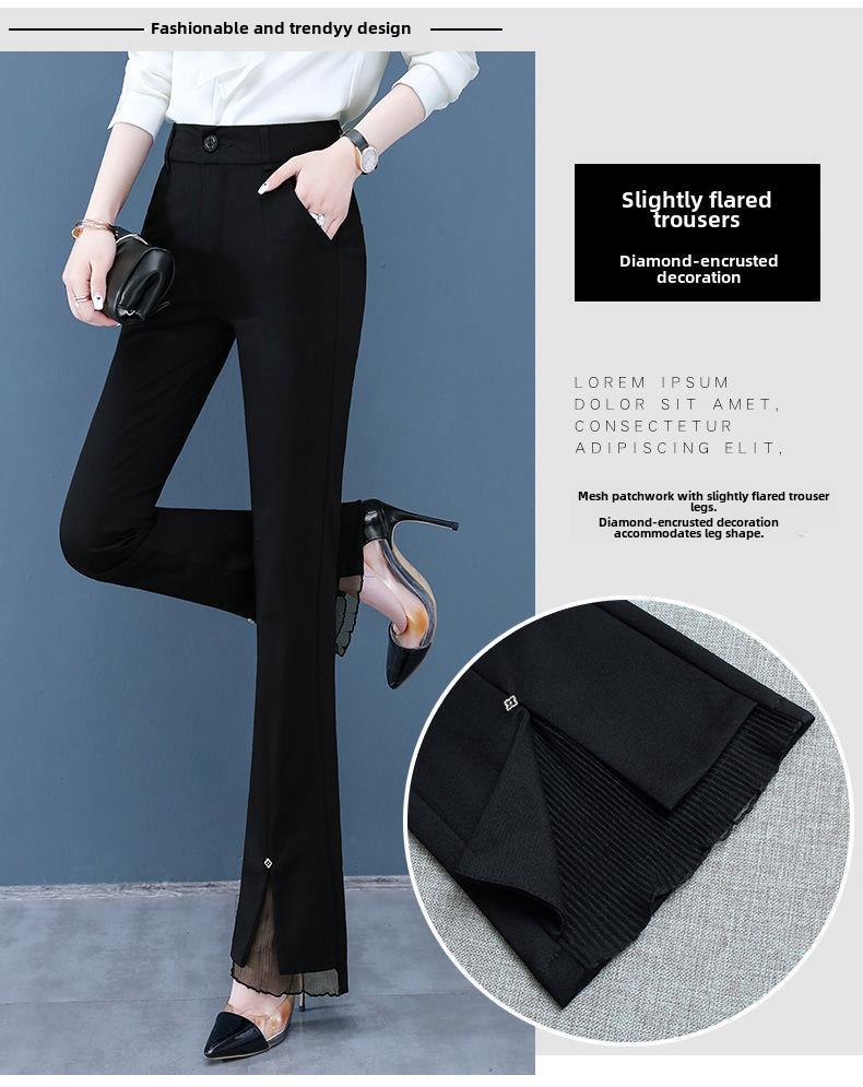 Specht Damen Schlaghose mit hohem Bund und Schlitz - Fleecegefüttert, Petite, Freizeitanzug, Schwarz für Frühling & Herbst