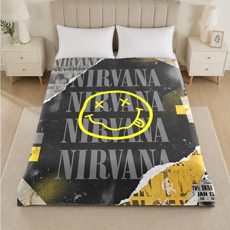 Coperta in Flanella con Stampa Nirvana Morbida e Leggera Coperta Plaid in Peluche per Letto Divano Uso Domestico
