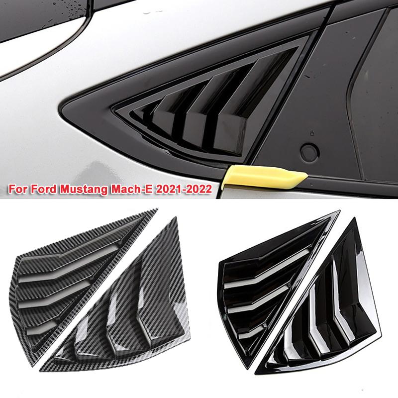 2Pcs Car Rear Side Window Scoop Louvers Cover Window Visor Cover ABS Fit for Ford Electric Horse Mustang Mach-E 2021-2022