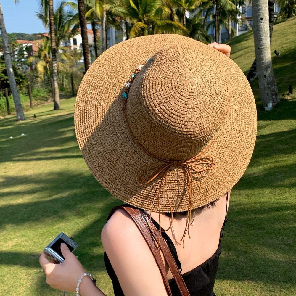 Sun Protection Woven Hat Wide Brim Sunshade Hat New Straw Hat  Seaside Beach