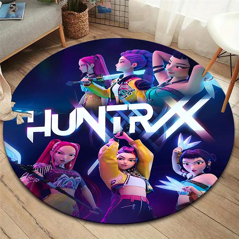 Kpopdemonhunters Runder Teppich, Teppich für Wohnzimmer, Schlafzimmer, Sofa, Spielzimmer Dekor, Rutschfeste Fußmatte