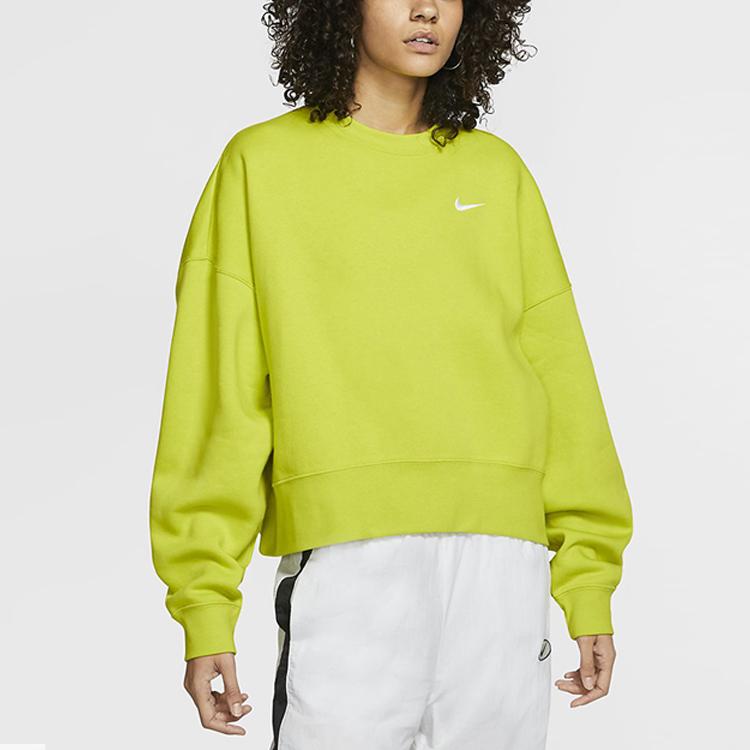 Nike Embroidered Logo Crewneck Fleece Sweatshirt Women sweatshirt Mustard CK0168-308
