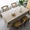 Japanese tablecloth grey tassel  wind dustproof tablecloth rectangular household cotton linen table mat