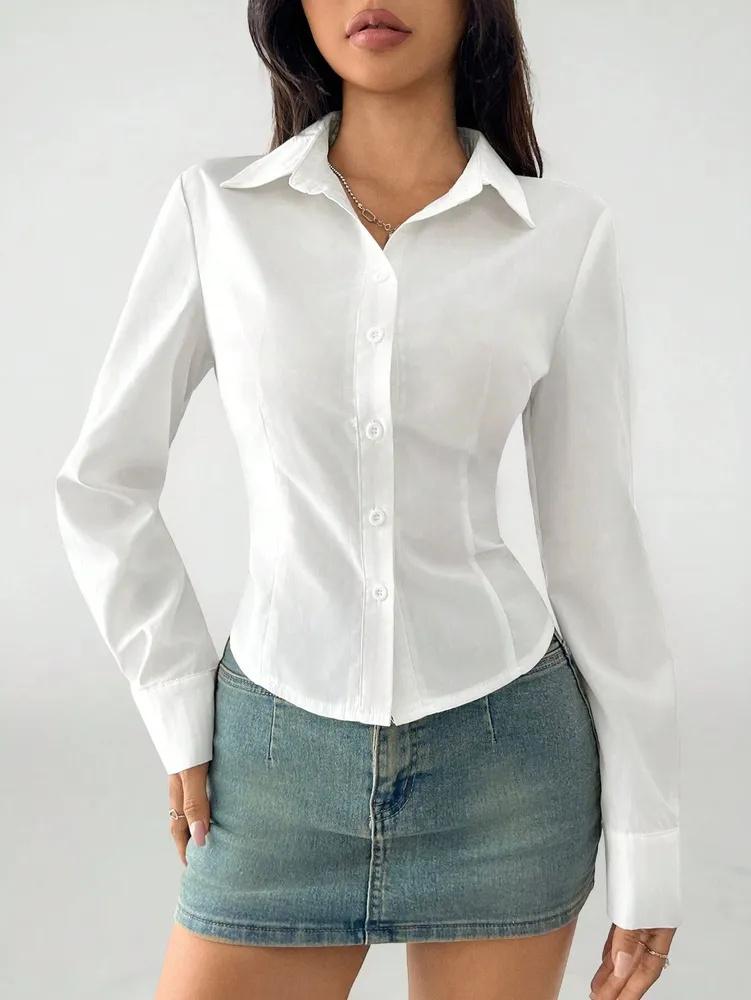 

Рубашка phumee с длинным рукавом, приталенная, офисная леди AE210 L белый