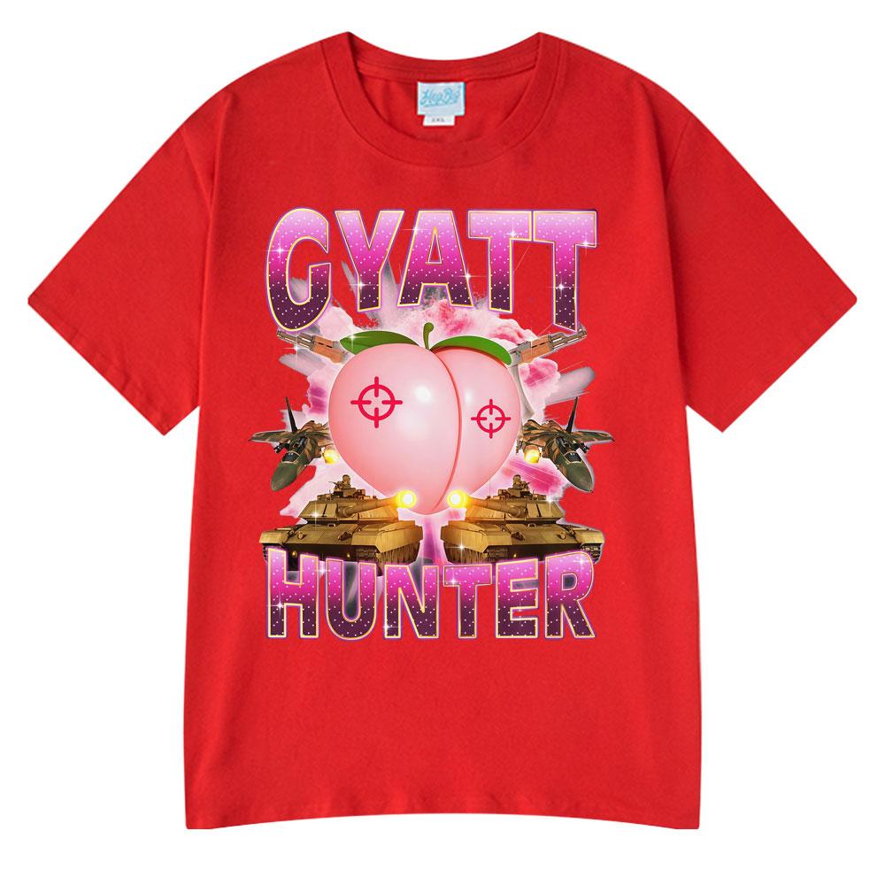 Vtipná trička Gyatt Hunter Vtipné Meme Tričko Pánská Bavlna Klasické Top Značkové Pánské Oblečení Streetwear Vintage Dámské Tričko