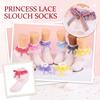 Cute Girls Cotton Slouch Socks for Toddlers with Multi-Layer Lace Trim and - Princess