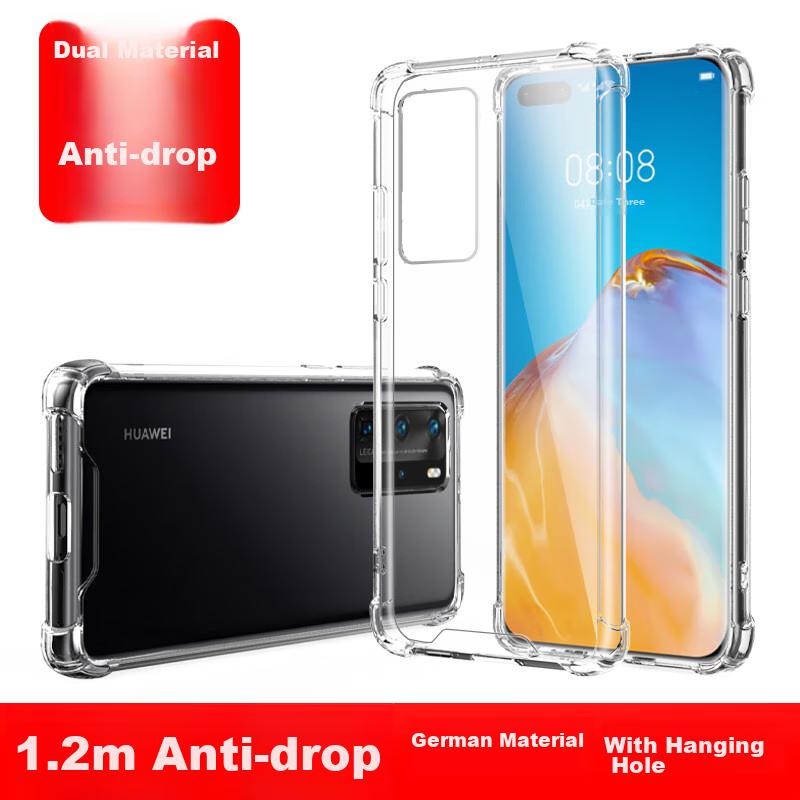 Phone Case for Huawei P40, Full Protection Transparent Airbag Shockproof Soft TPU (With Lanyard Hole) ES-Ip9 Series Upgraded Version Translucent White
