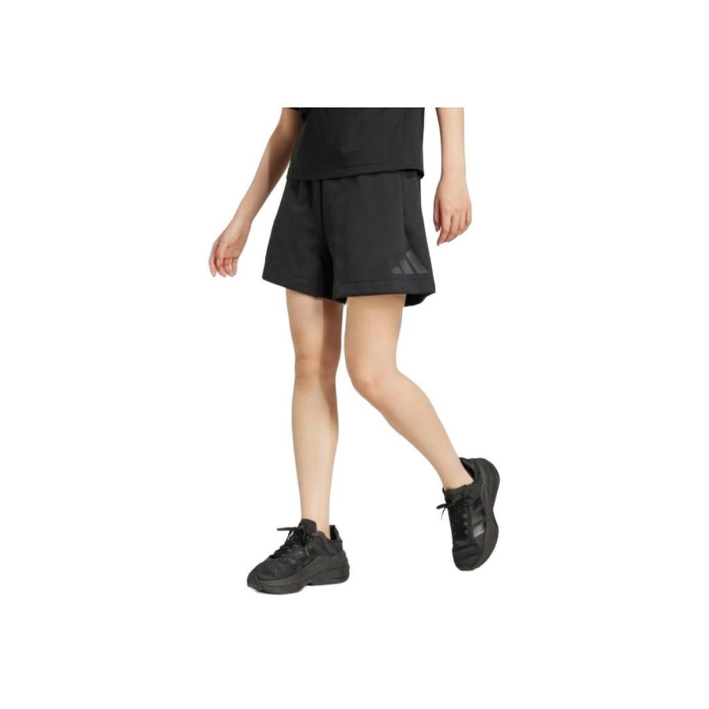 Adidas Logo Print High-Waisted Lace-Up Casual Shorts Women Shorts Black JE7845