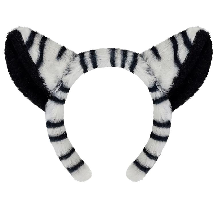 Halloween Animal Fancy Costume Kit Accessories Zebras Costume Set with Zebras Ears Headband Bowtie Tail 1/3Pcs