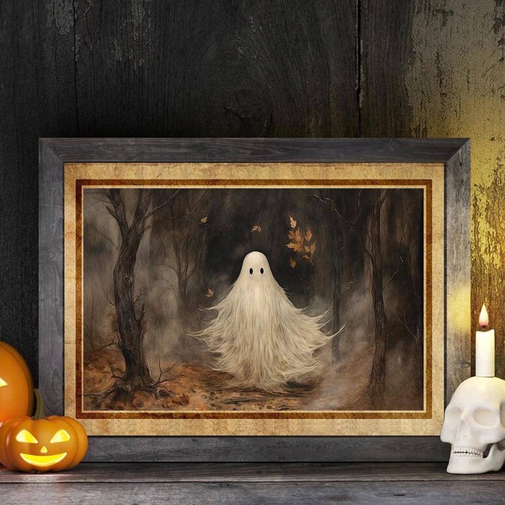 Dark Academia Art Witch's Black Cat Poster Prints For Gallery Home Decor Gothic Crow Haunted House Canvas Painting Wall Art