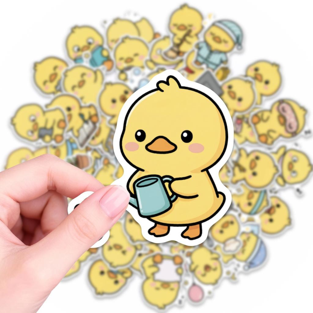 50 Cute Little Yellow Duck Stickers Diy Storage Box Suitcase Mobile Phone Stickers Cartoon Decoration