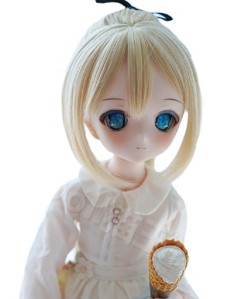 YR EARTH S335 Doll Long MDD Heat-Resistant Wig, 8-9 Inch, Ponytail, 1/3 BJD, DD, (Light Gold)