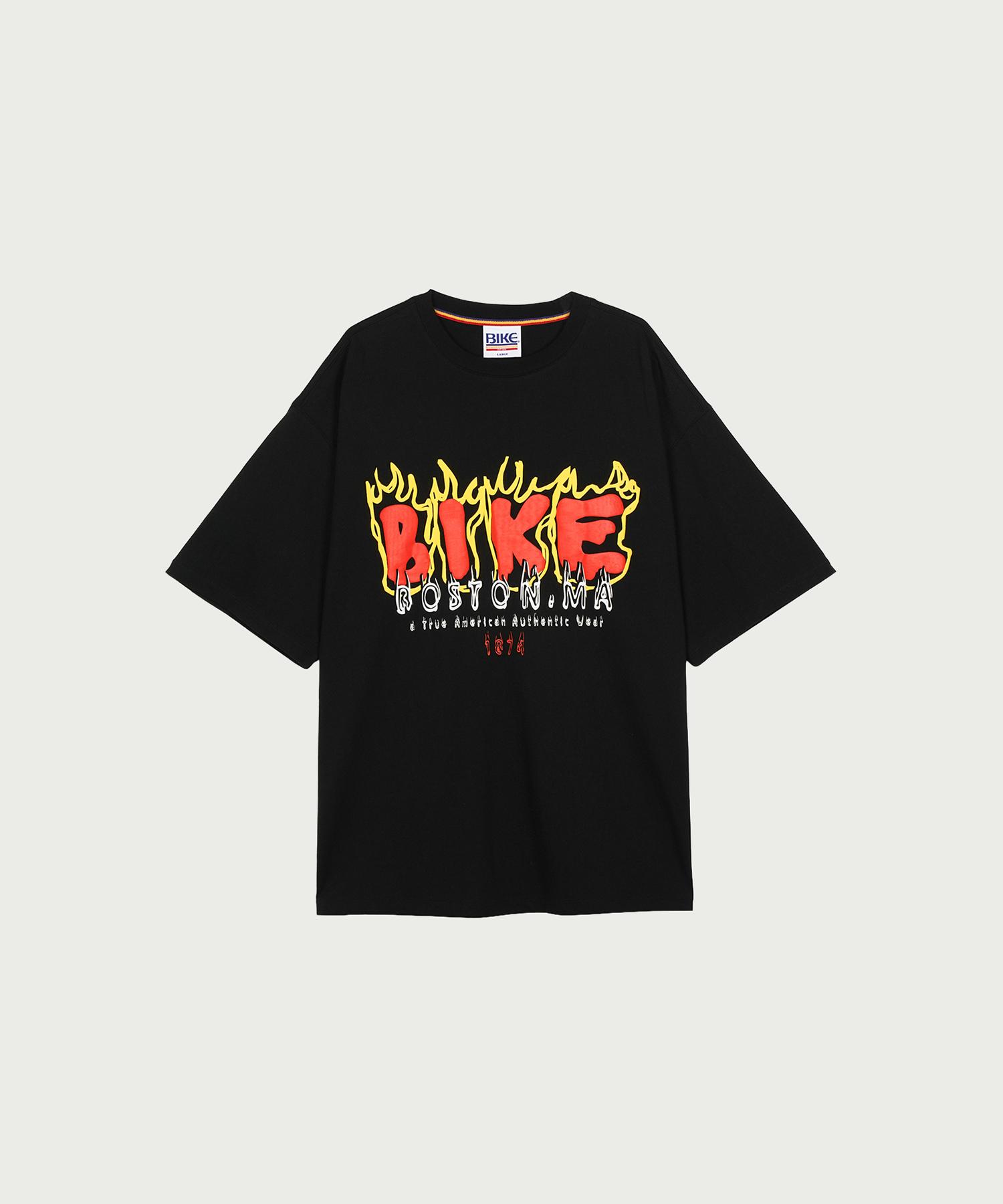 Bike Burning Logo T-Shirt Black Bk/L