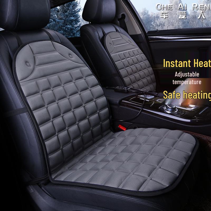 Plaid Heated Car Seat Cushion for All Seasons - Single Seat Interior Accessory.