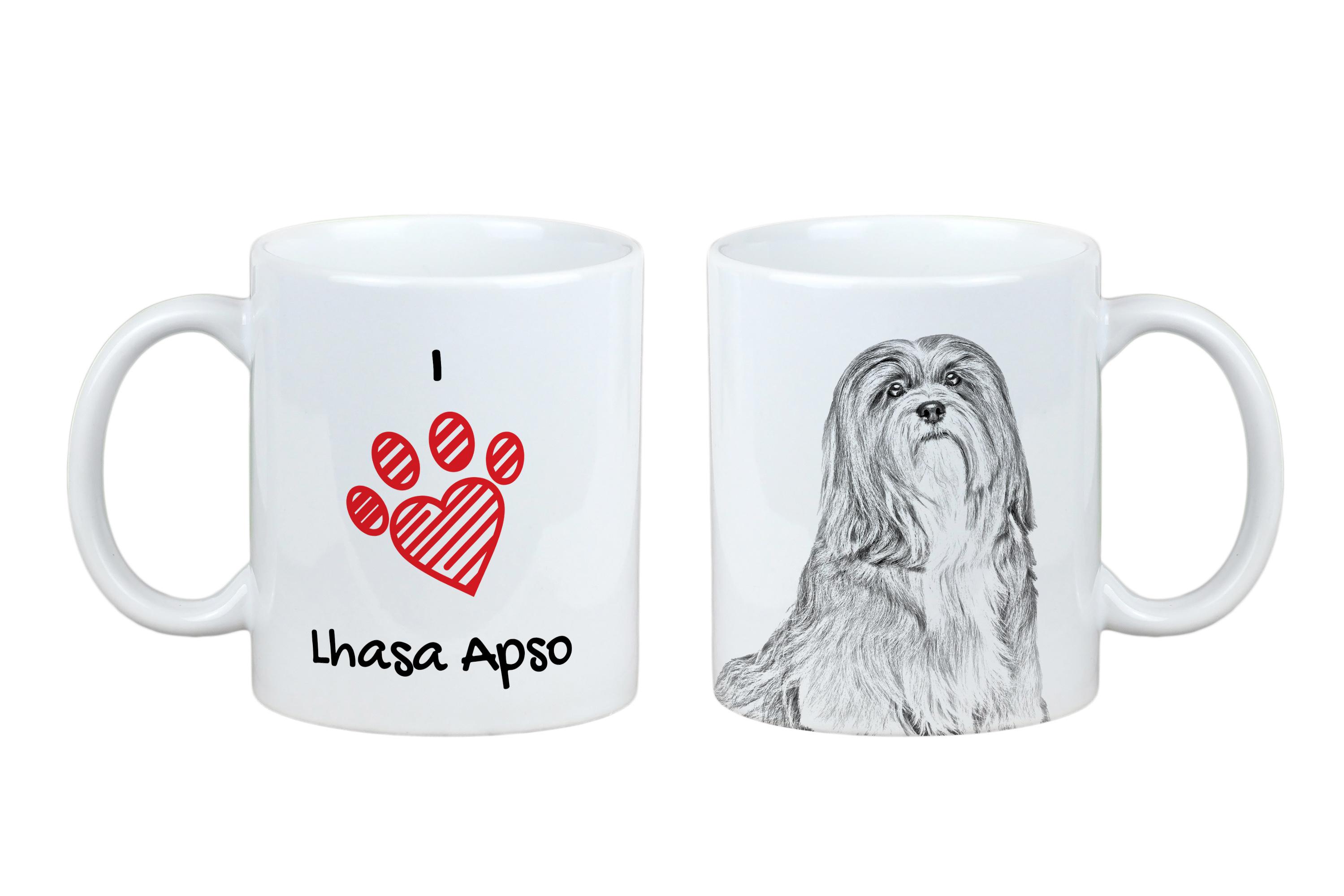 

Lhasa Apso - cup with a dog, cute cup with graphics, a gift with your photo from the Art-Dog brand білий