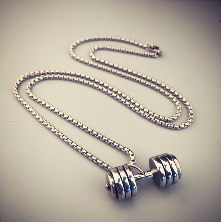 Lightweight And Comfortable Gym Pendant Necklace For Women Cool And Eye-catching Dumbbell Pendant