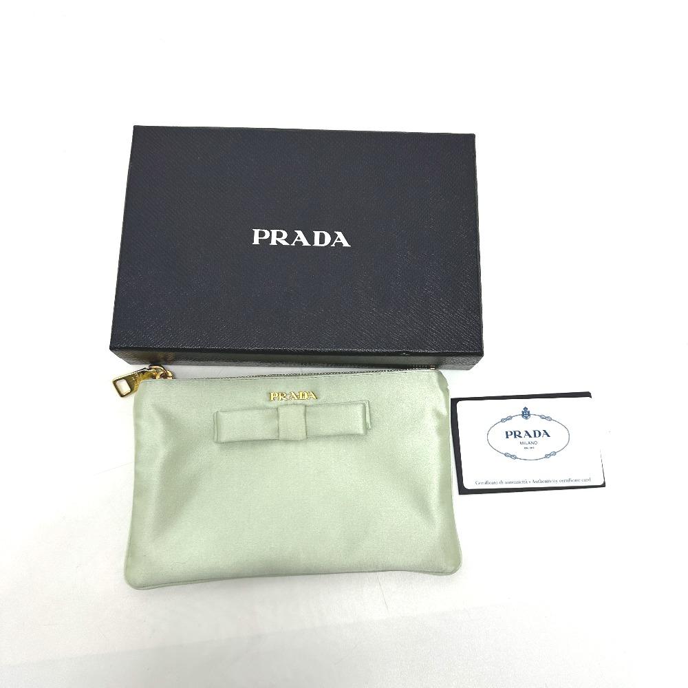 PRADA 1M1214 Logo ribbon Clutch Bag Makeup Pouch Multi-Pouch Cosmetics Pouch