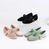 Velvet Fabric Flats Mary Jeans Shoes Women Spring Autumn Buckle Strap Ballet Ladies Shoes Elegant Square Toe Black Loafers